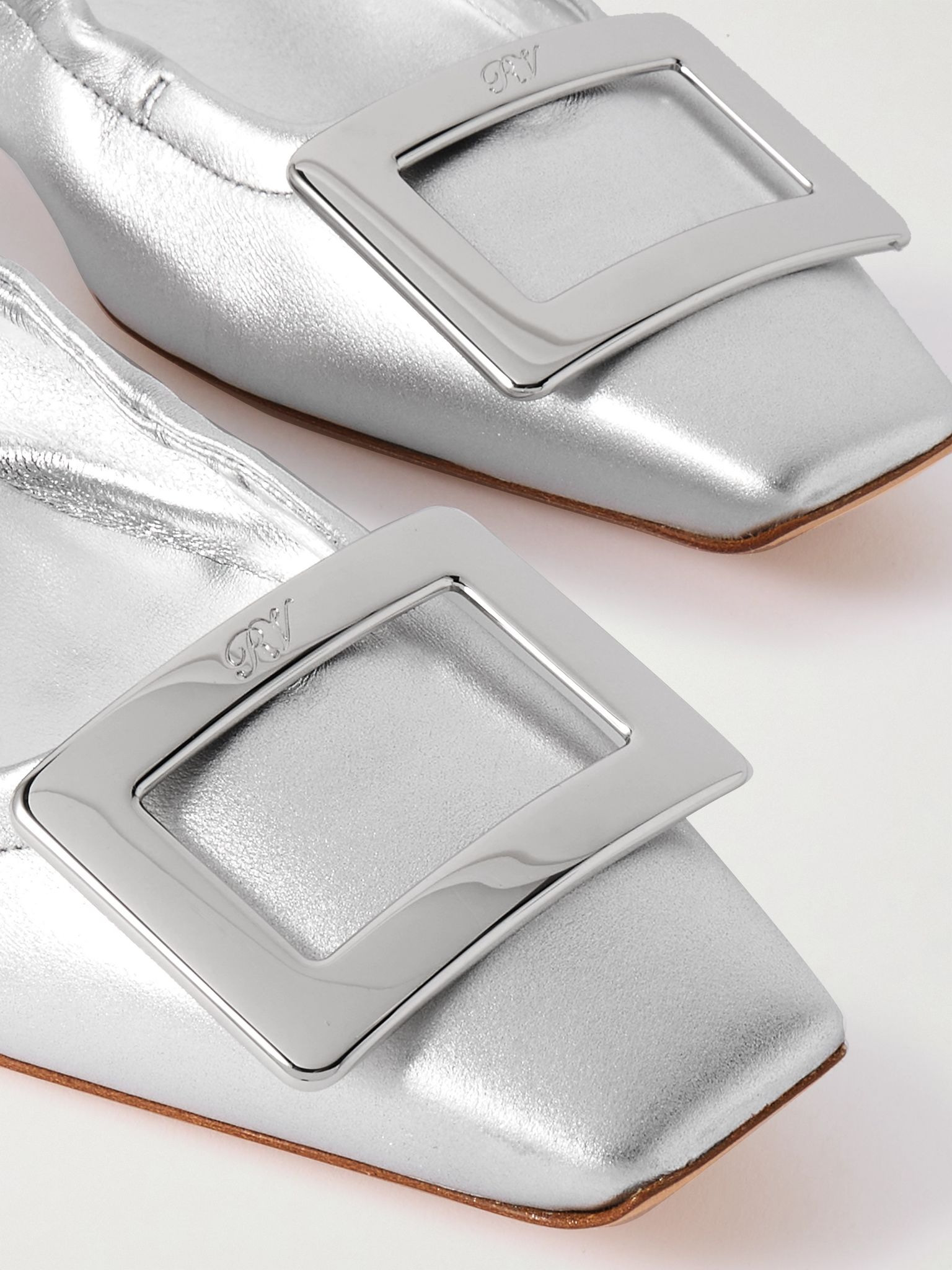 Belle Vivier 25 embellished metallic ballet flats Silver - 5