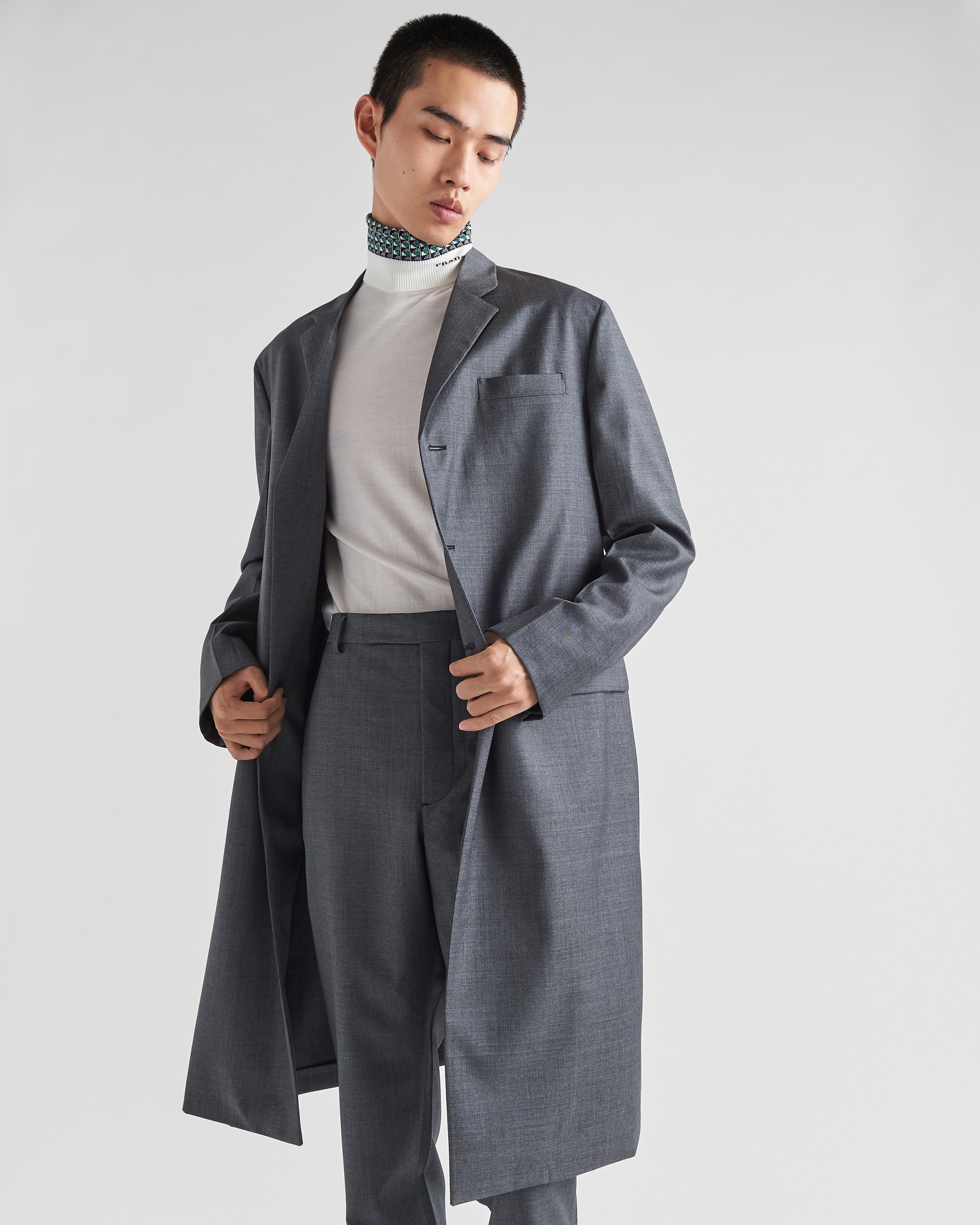 Single-breasted wool coat - 3