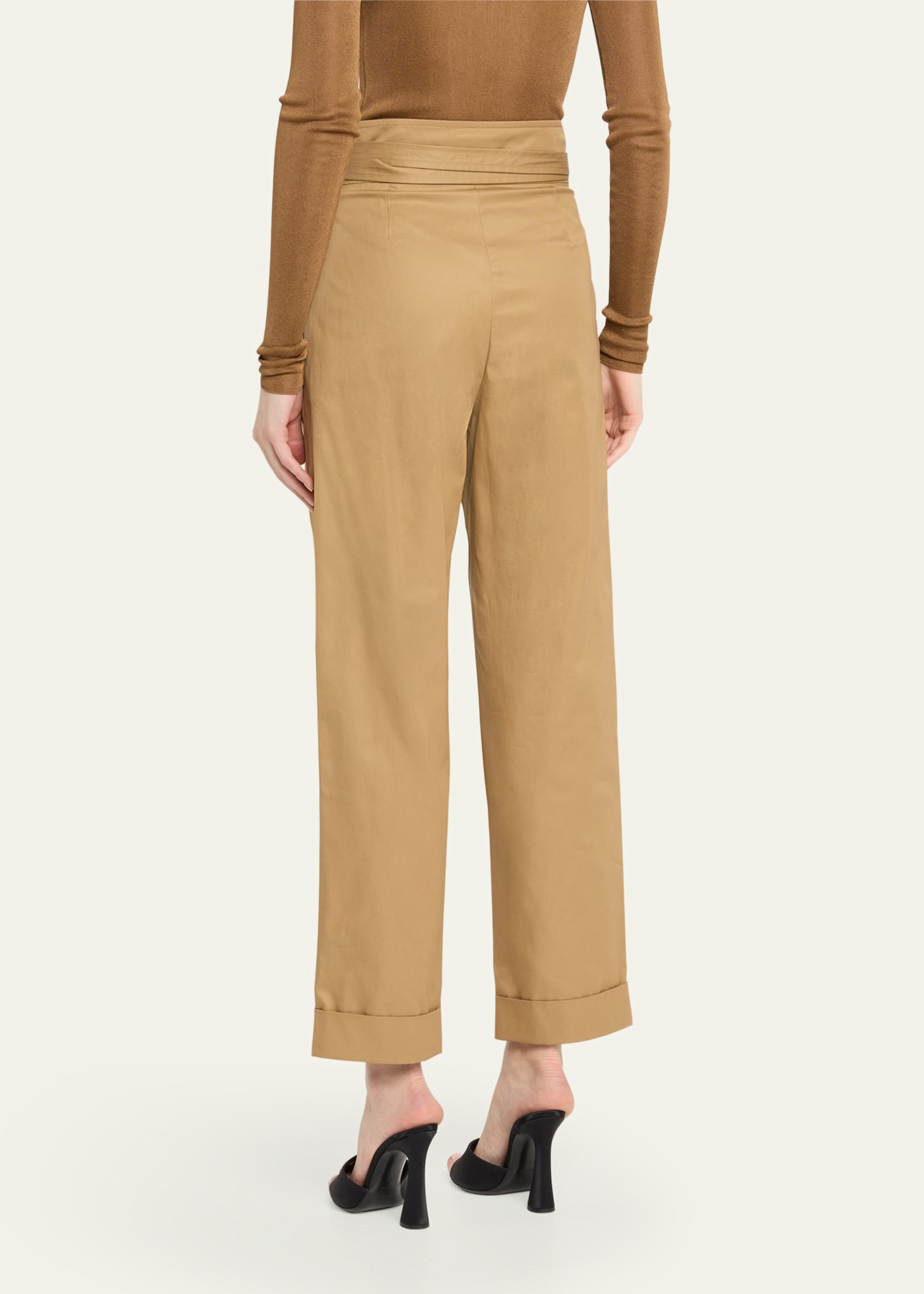 Pleated Paper Bag Tie-Waist Pants - 3