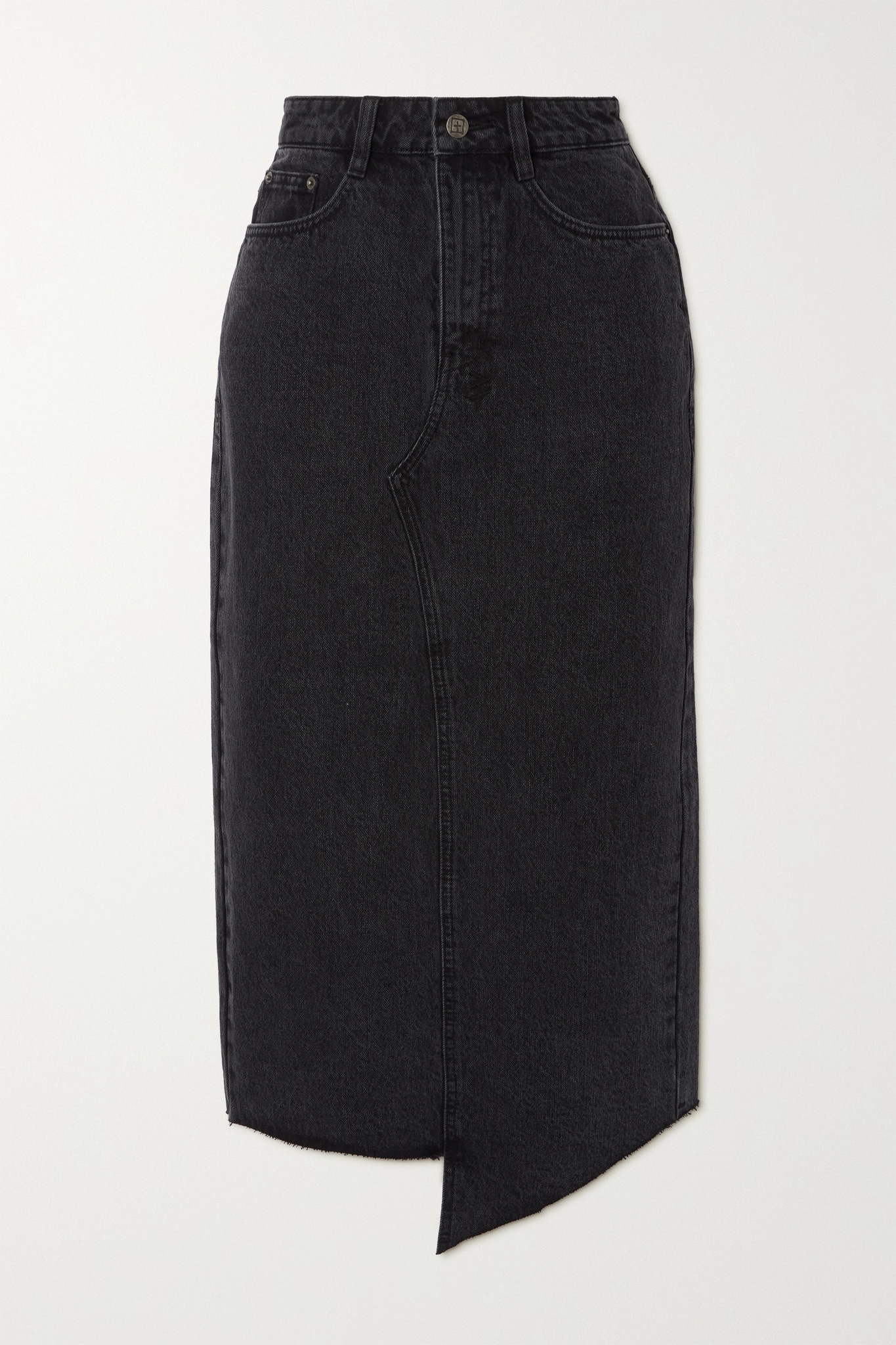 Jagged asymmetric denim midi skirt - 1