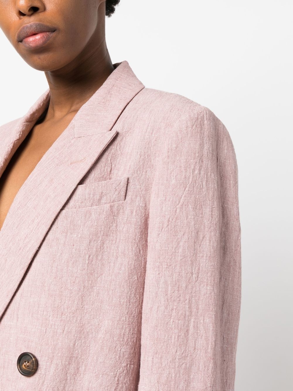 double-breasted linen blazer - 5