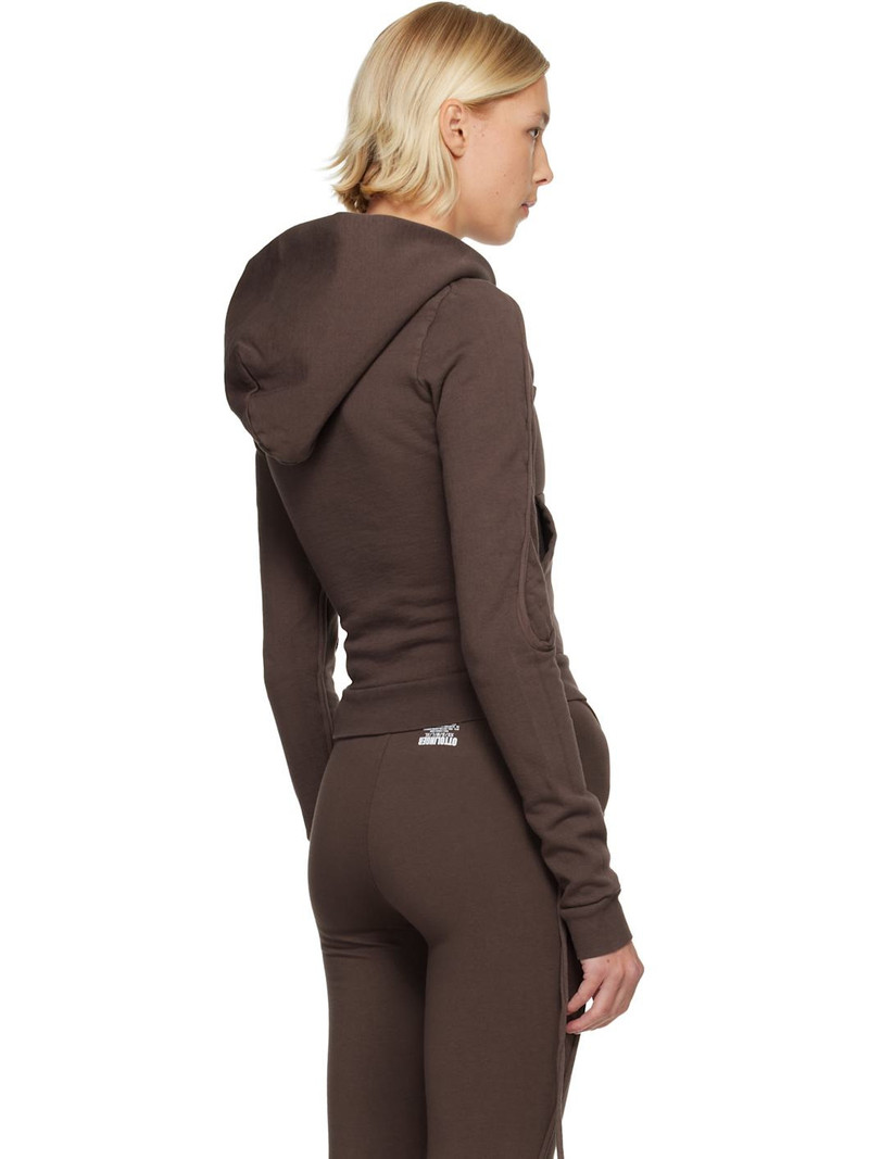 Brown Fitted Zip Hoodie 3