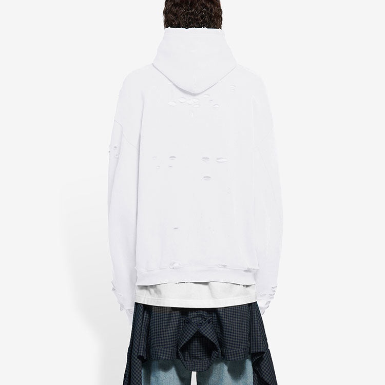 Balenciaga Caps Destroyed Hoodie 'White' 659403TKVB69040 - 5