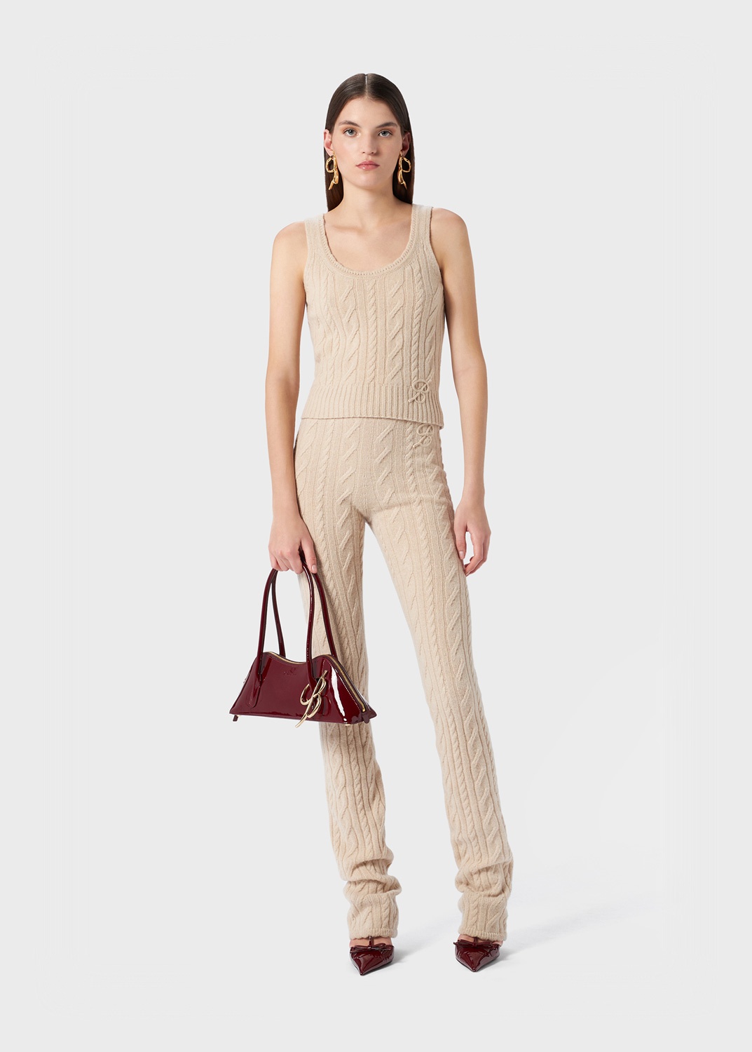 TANK TOP IN RIBBED CASHMERE AND WOOL WITH TORCHON DETAILING - 2