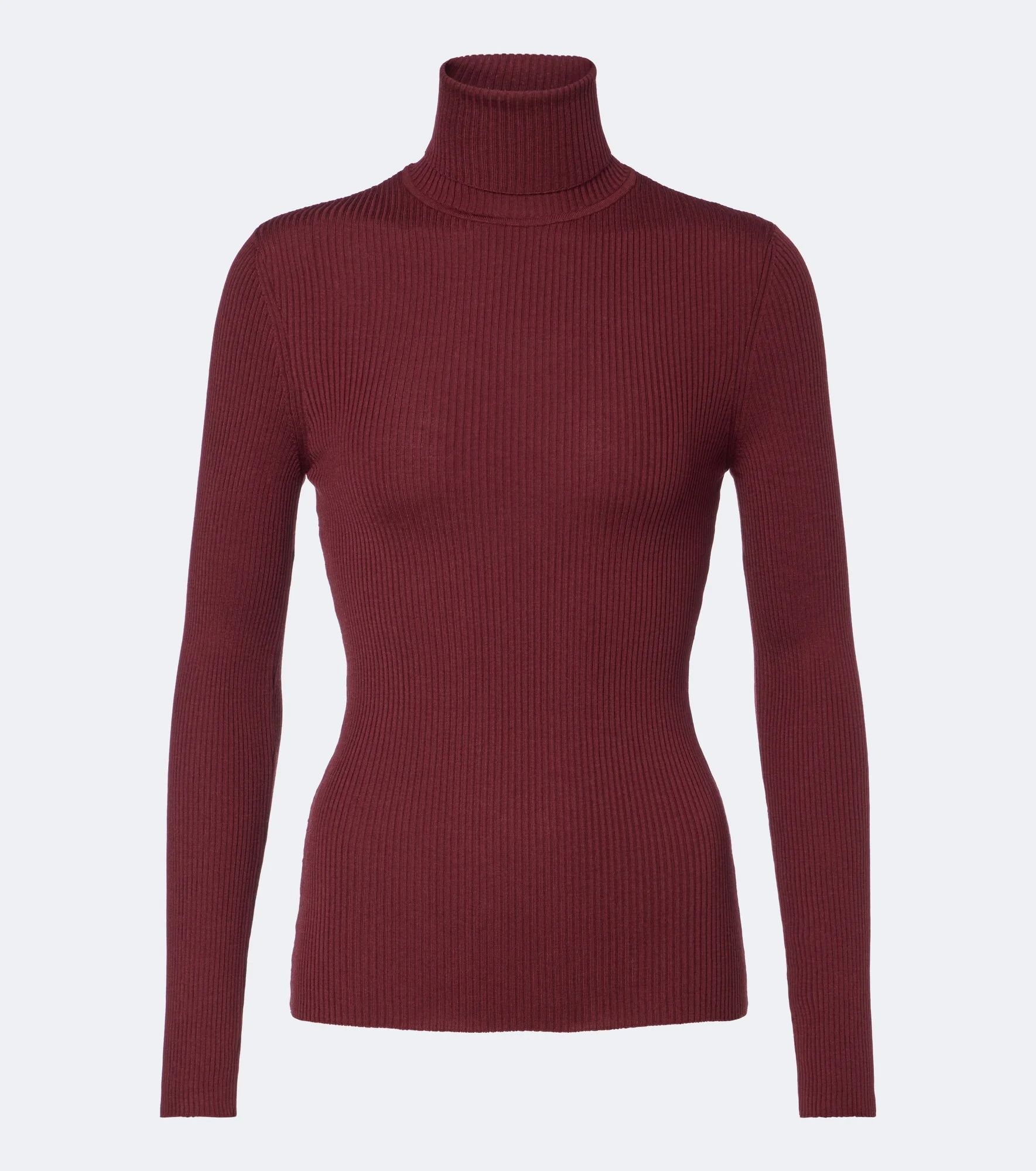 Ribbed-knit virgin wool turtleneck top - 1
