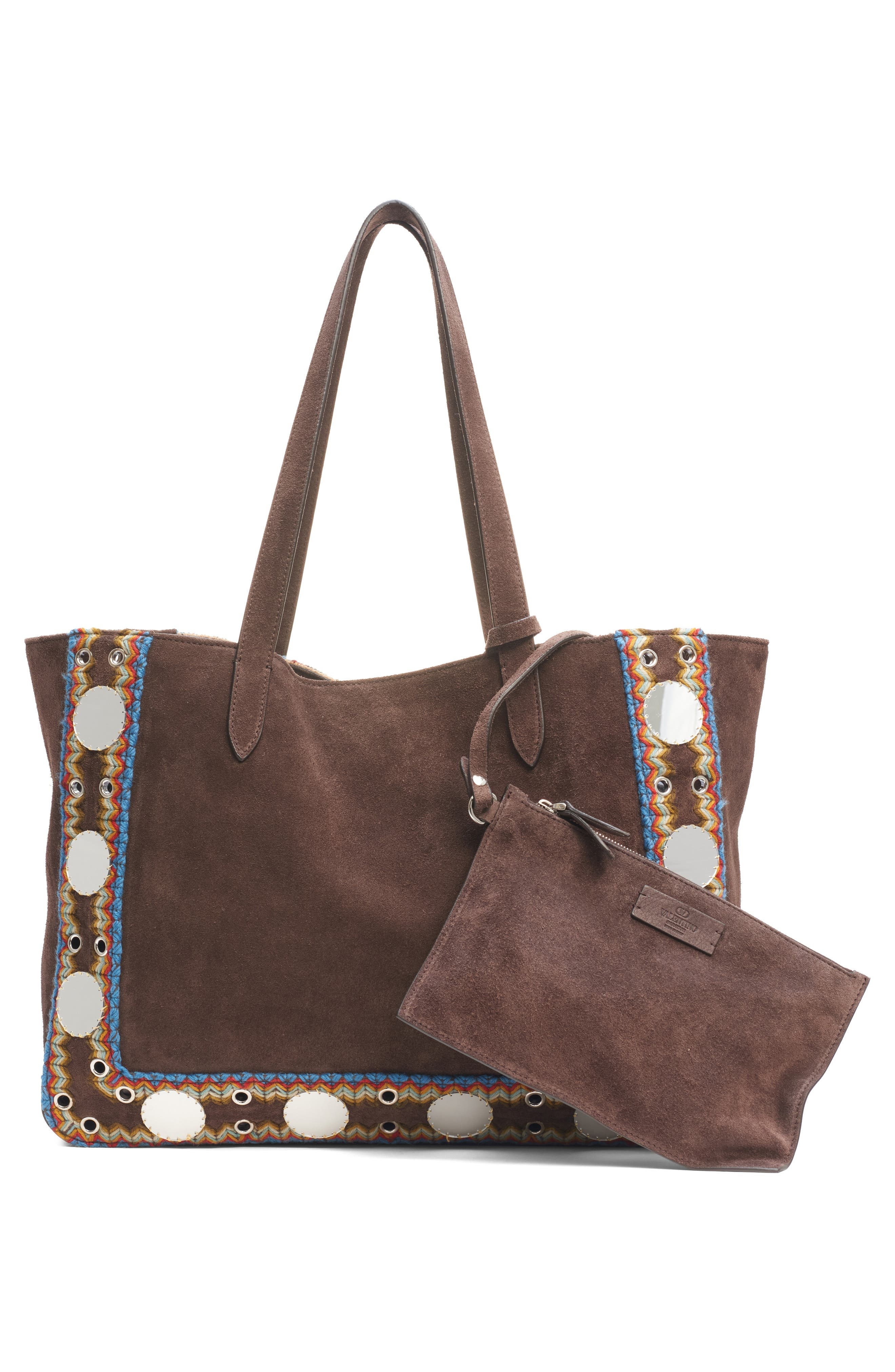 Valentino Garavani Large Nellcôte Embroidered Tote in Brown Multi at Nordstrom - 2