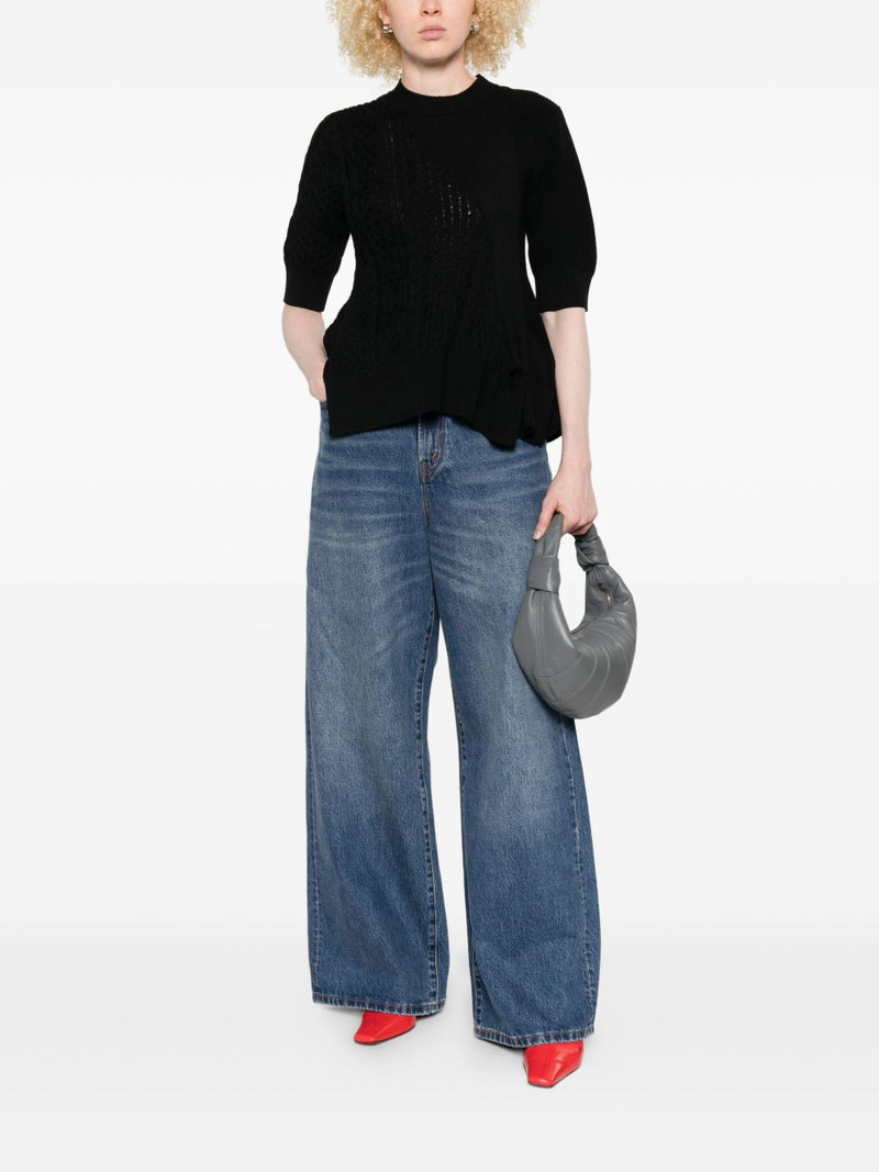 sacai cable-knit flared top outlook