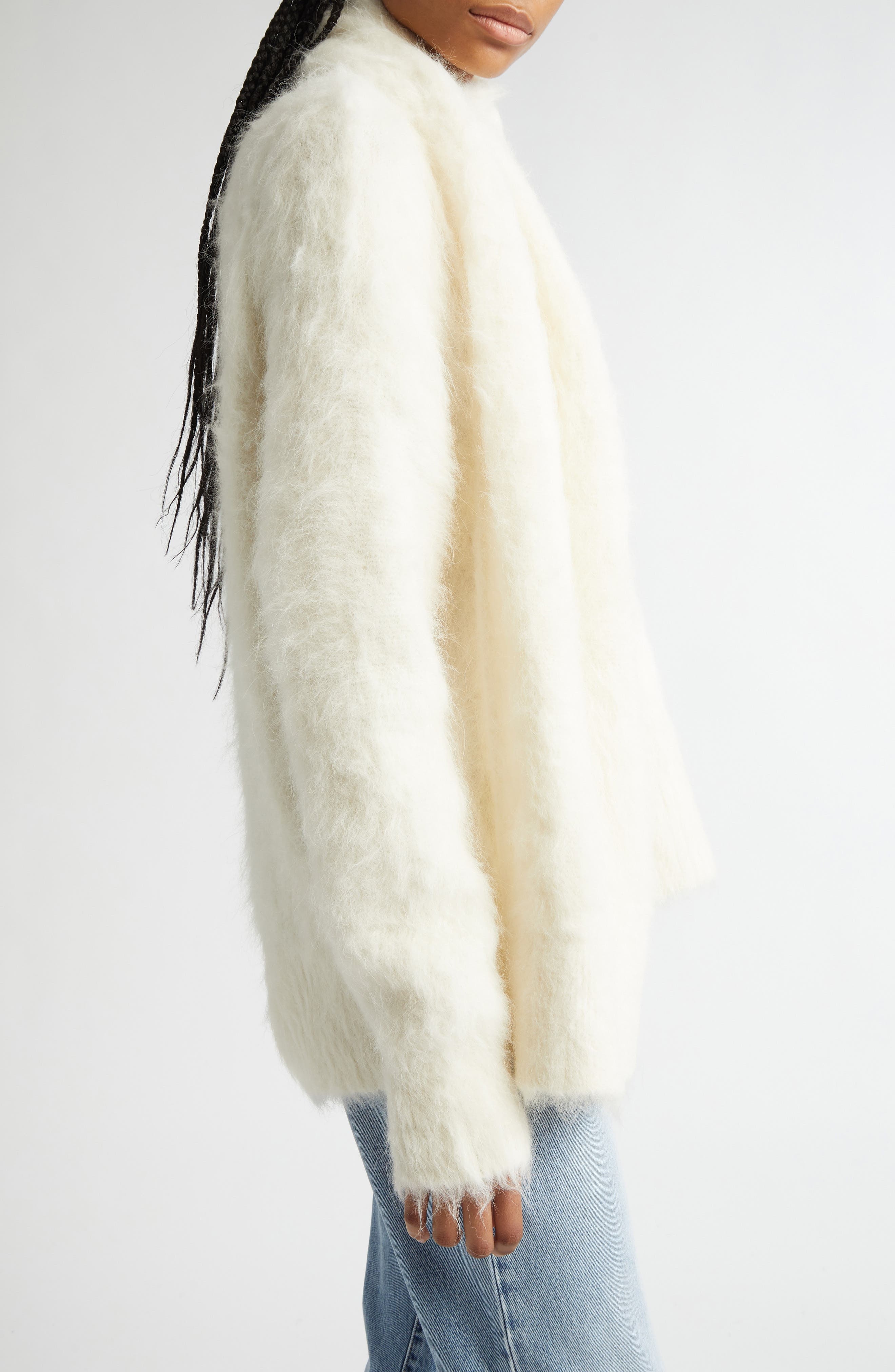 TOTEME Draped Scarf Alpaca Blend Funnel Neck Sweater in Ivory at Nordstrom - 4