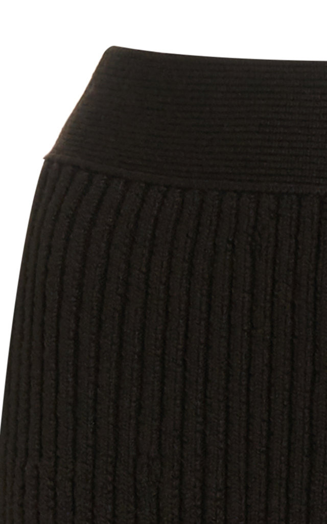 Ribbed-Knit Wool Midi Skirt brown - 5