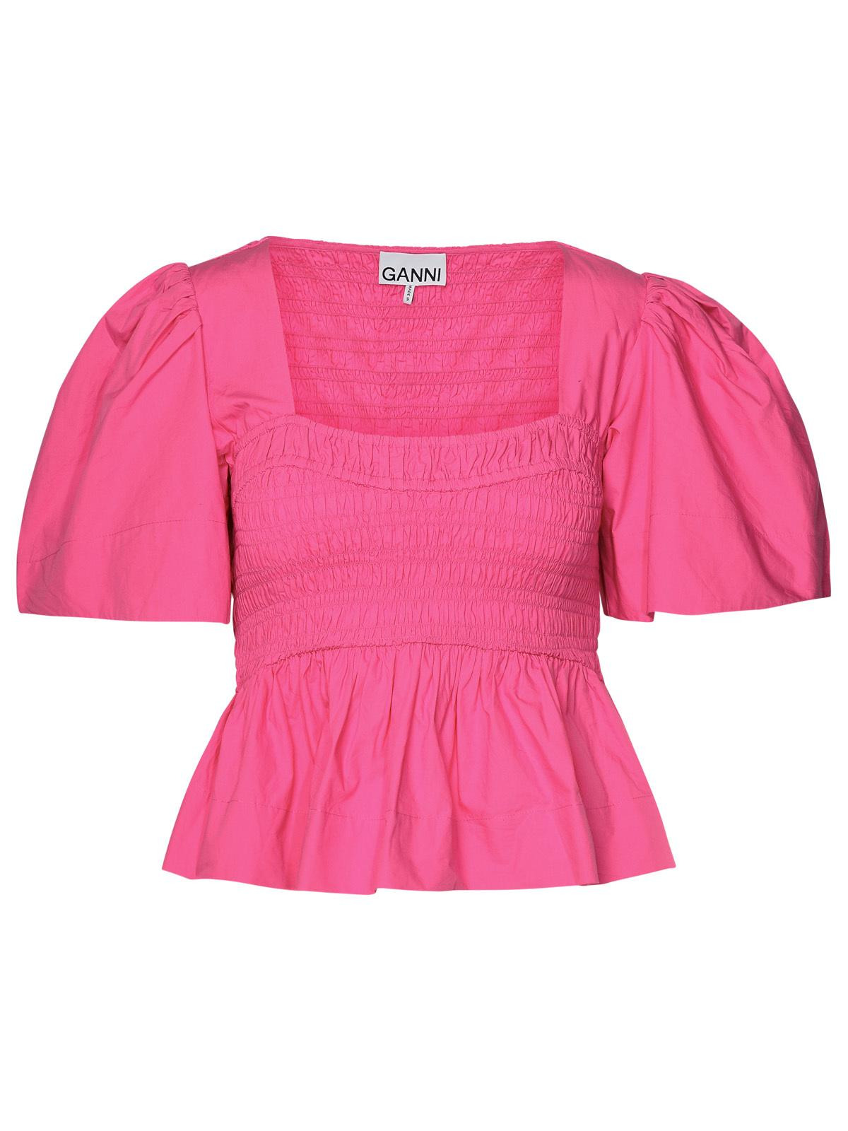 Ganni Fuchsia Cotton Top Women - 1