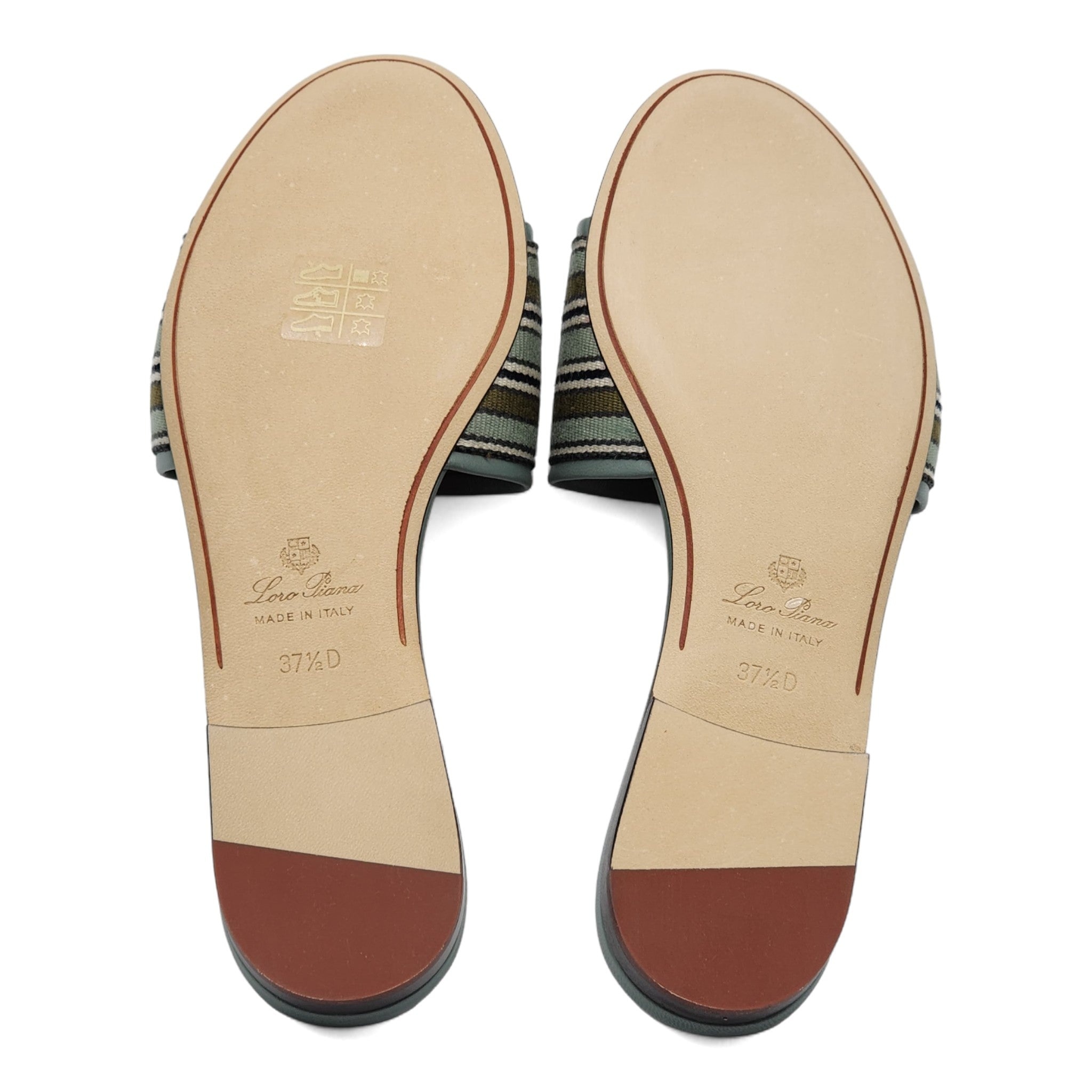 Loro Piana The Suitcase Stripe Flat Sandals in Blue - 16