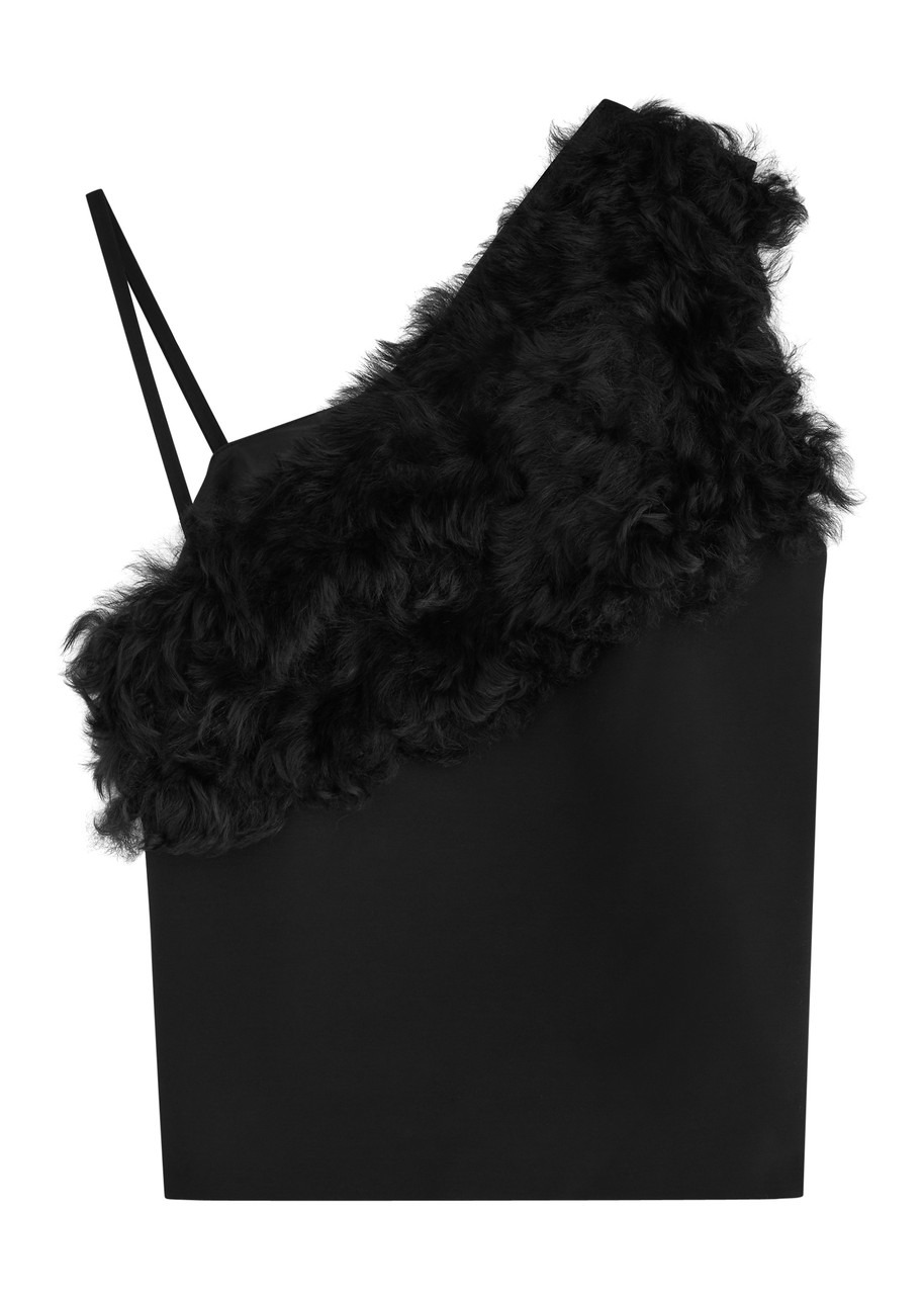 Toteme One-shoulder Shearling and Woven top - 1