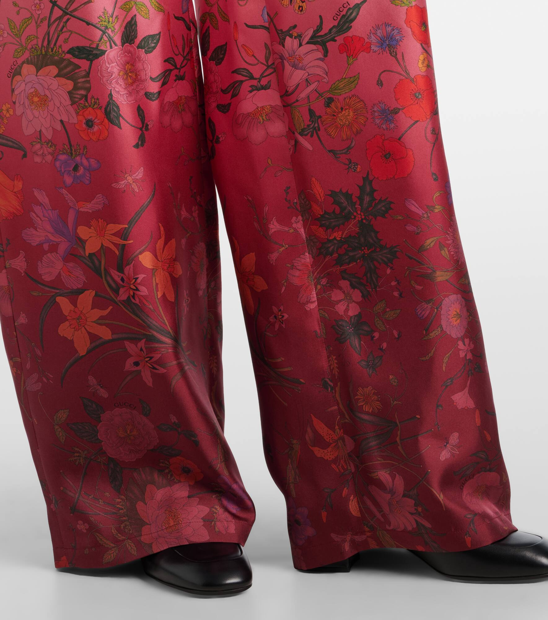 Floral silk wide-leg pants - 5