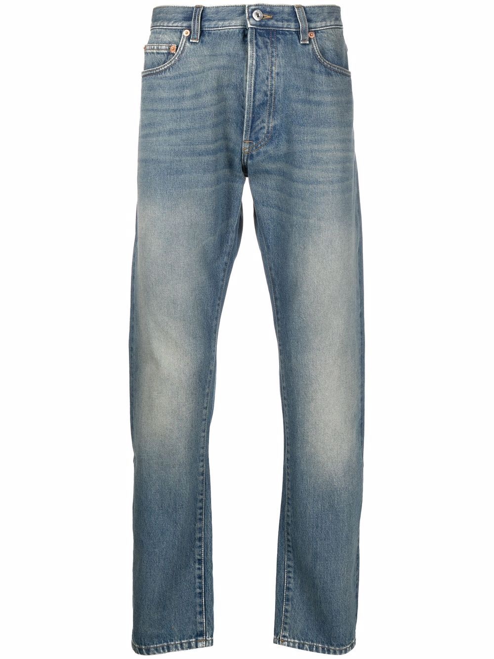 stonewashed straight leg jeans - 1