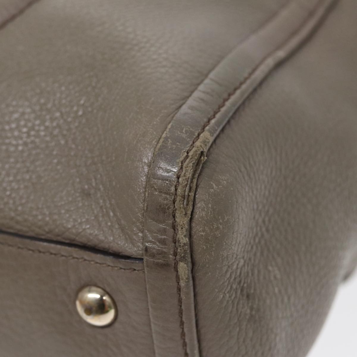 GUCCI Hand Bag Leather Gray Gold - 9