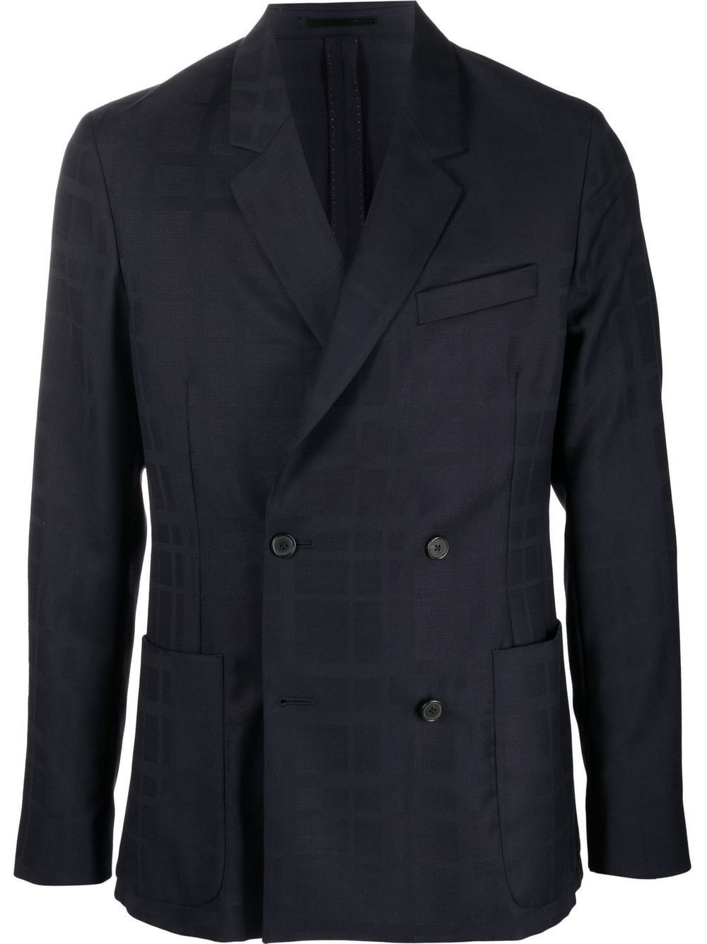 plaid-print noctched-lapels double-breasted blazer - 1