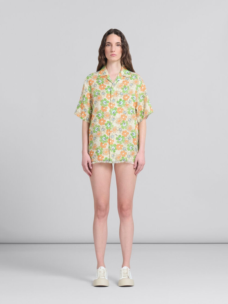 ORANGE 및 그린 인쇄 라인 SHIRT - 1