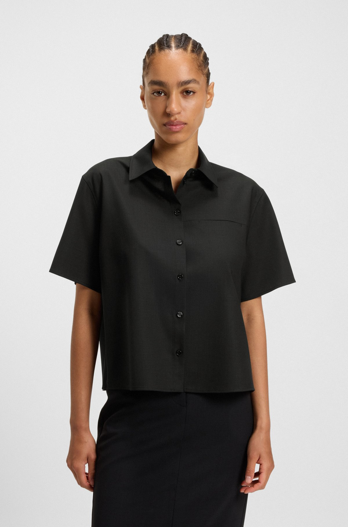 REGULAR-FIT SHORT-SLEEVED BLOUSE IN WOOL - 2