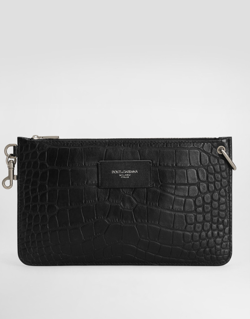 Crocodile-print calfskin toiletry bag 1
