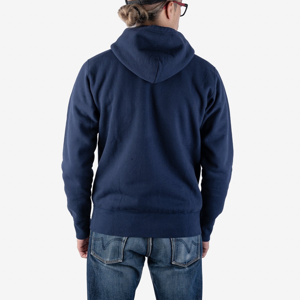 IHSW-58-NAV Printed 14oz Ultra Heavyweight Loopwheel Cotton Zippered Hoodie - Navy - 3