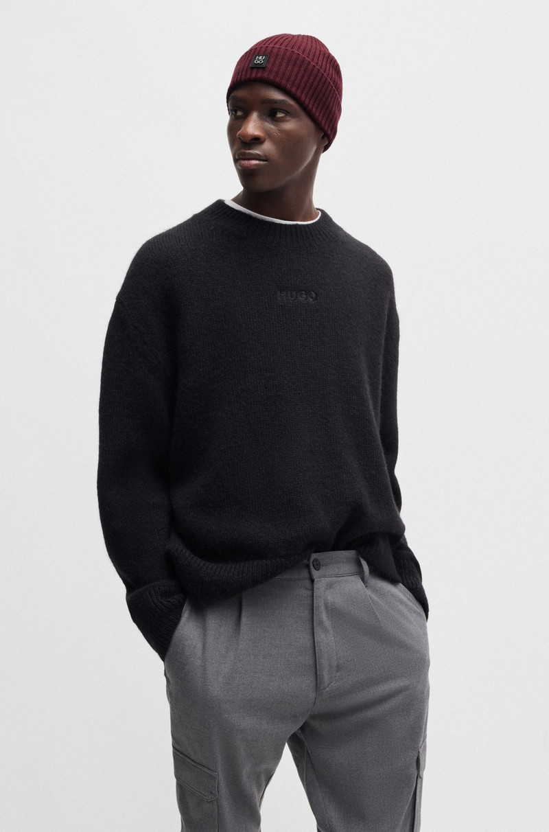 VIRGIN-WOOL BEANIE HAT WITH STACKED LOGO 4