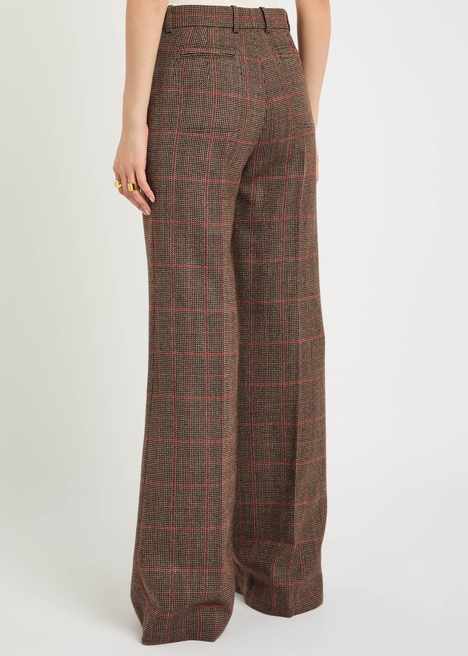 Chloe Checked Flared Wool Trousers - 3