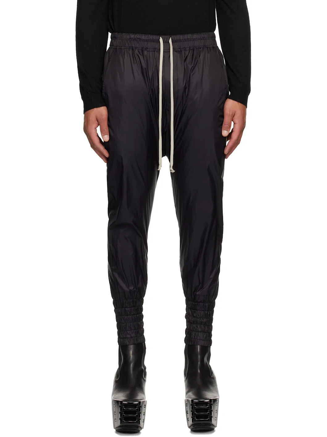 Black Concordians Drawstring Cuffed Trousers - 1