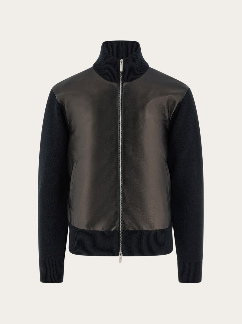 Blouson with leather inserts 1