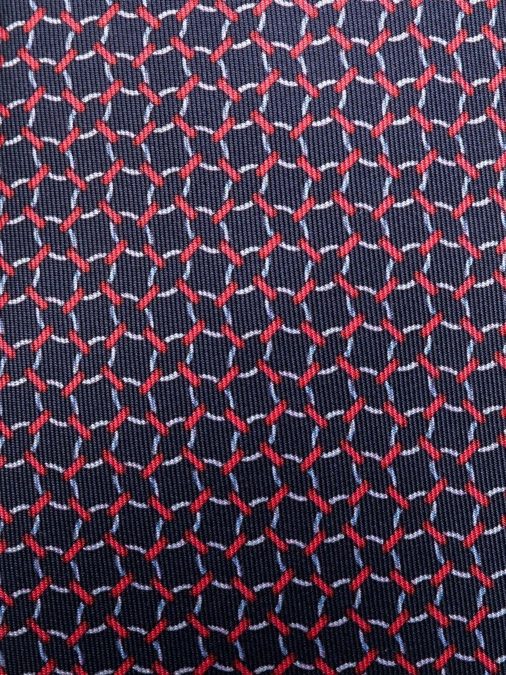 geometric print silk tie - 2