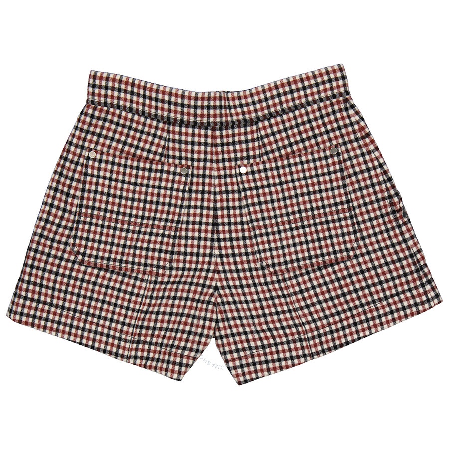 Chloe Ladies High-rise A-line Checked Wool-blend Shorts, Brand Size 36 (US Size 4) - 2
