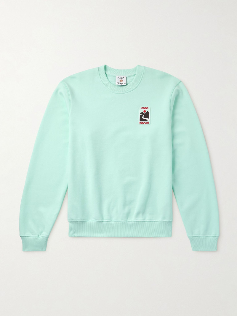 Sunset Valley Logo-Appliquéd Organic Cotton-Jersey Sweatshirt Green - 1