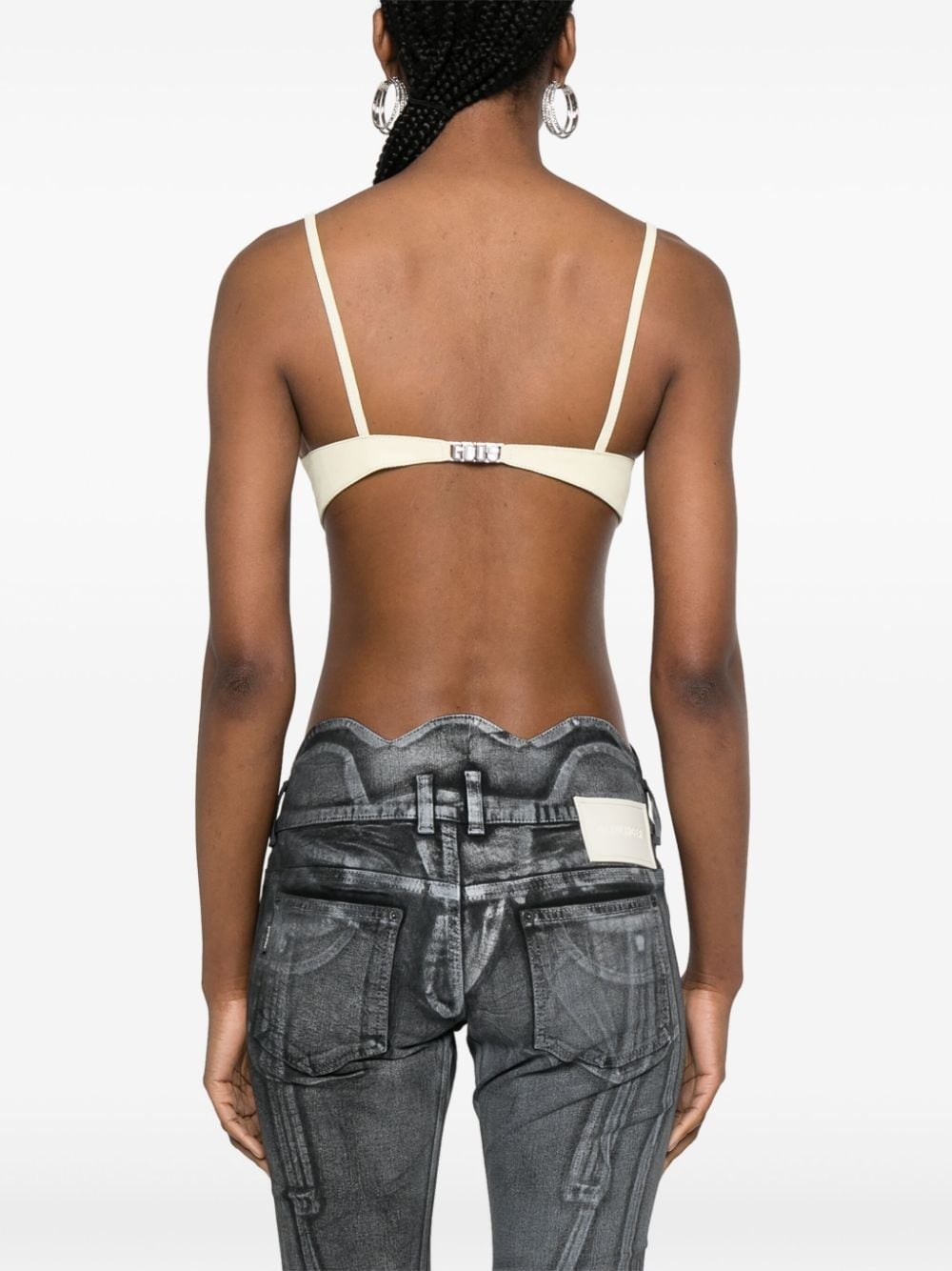 Hoop logo-plaque suede bralette - 4