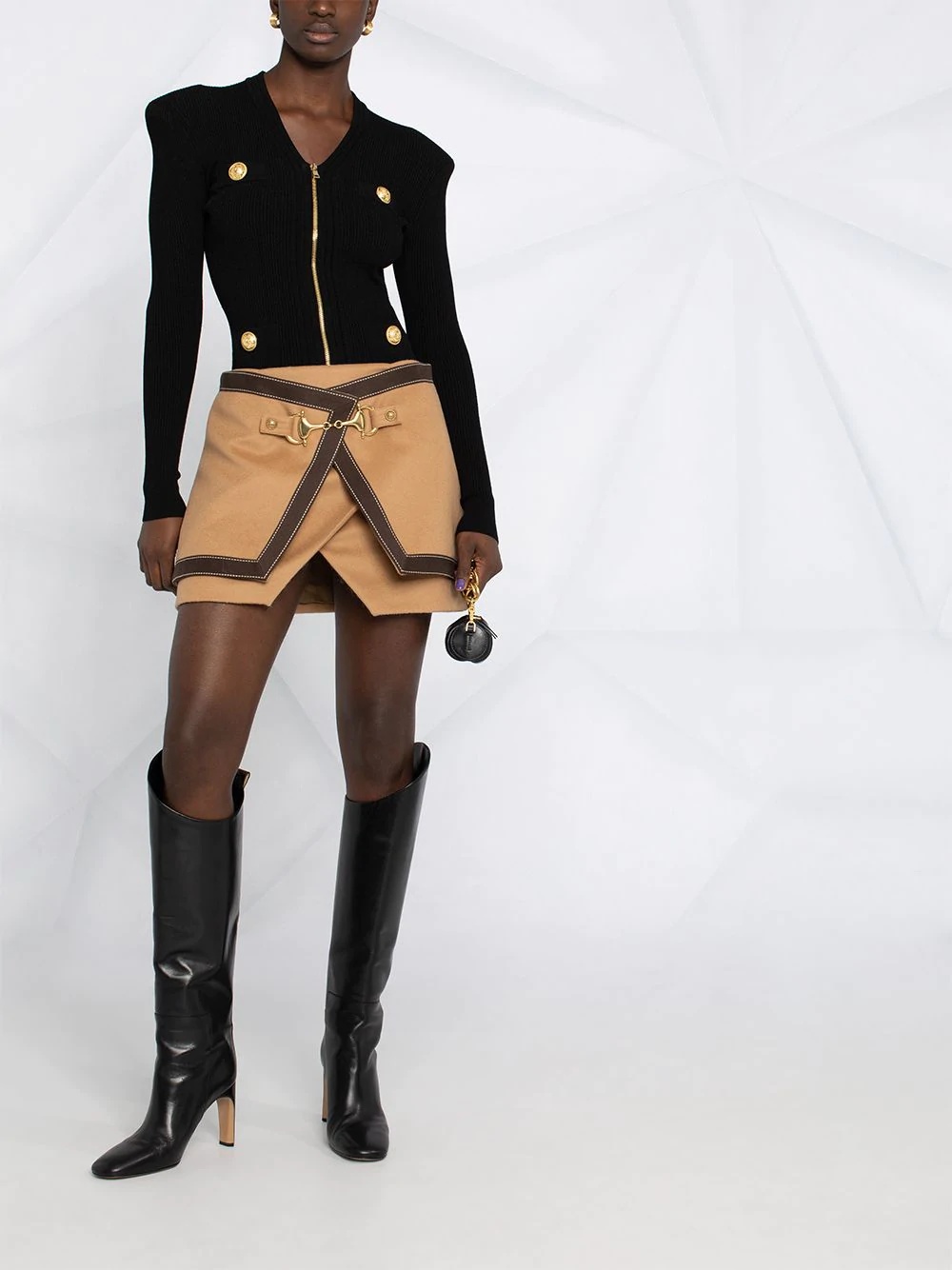 asymmetric buckled mini skirt - 2