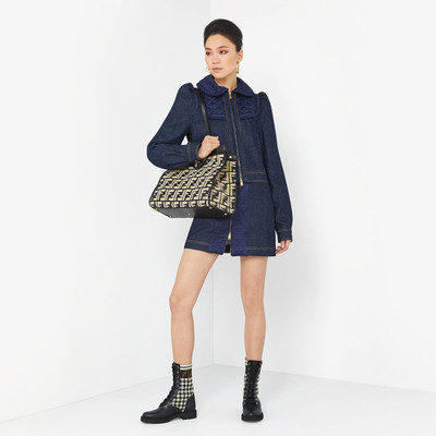 FENDI Black FF raffia bag outlook