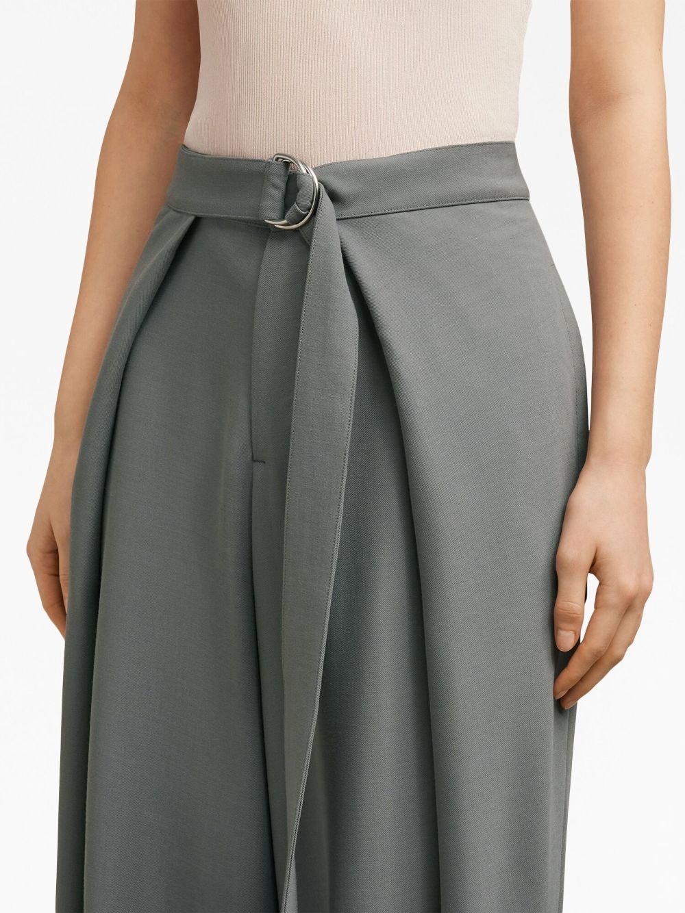 layered wide-leg belted trousers - 6