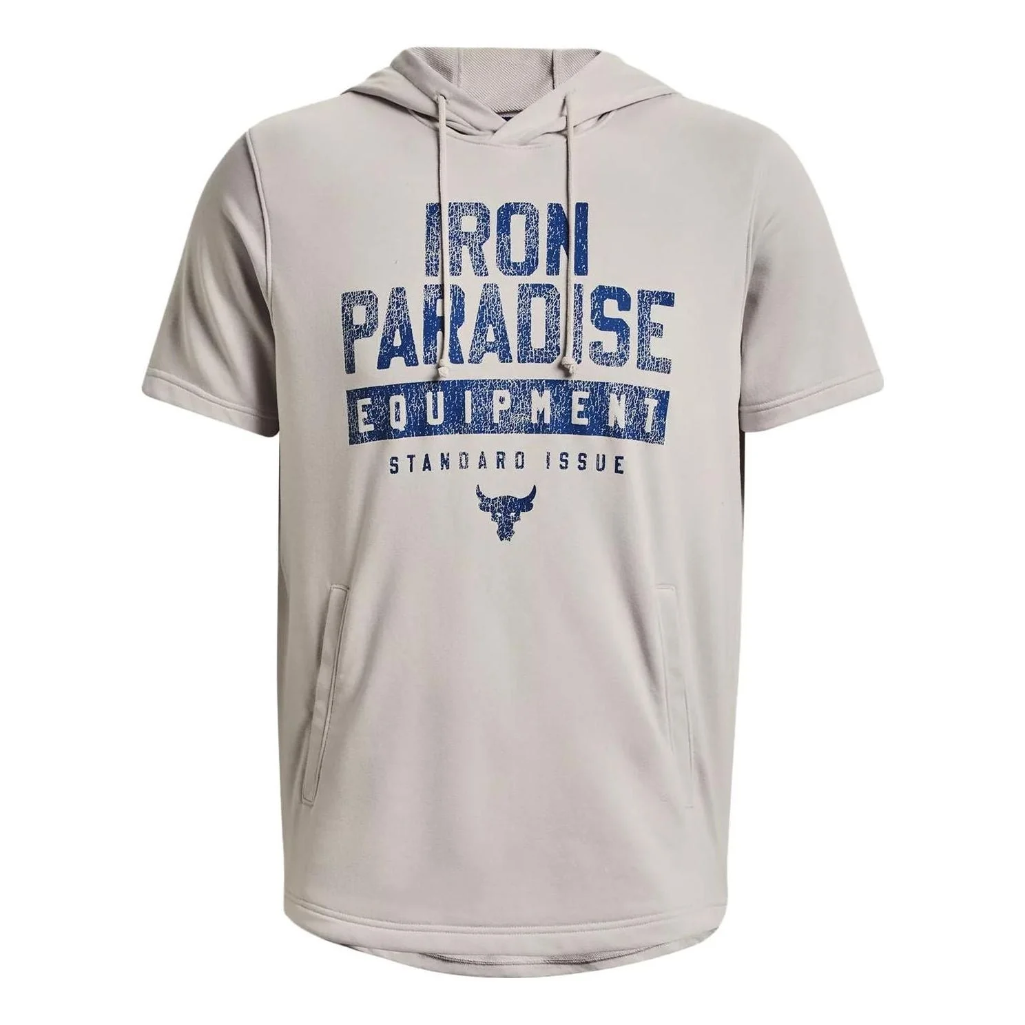Under Armour Project Rock Terry Short Sleeve Hoodie 'Beige Blue' 1378018-289 - 1