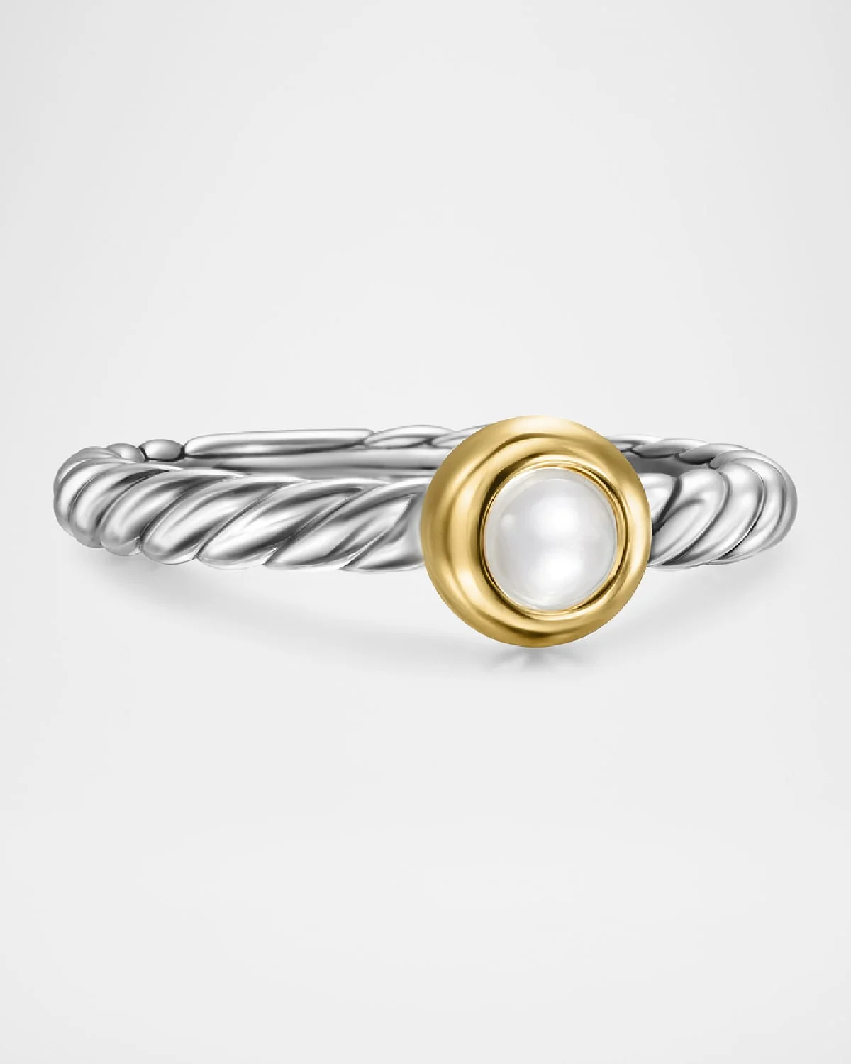 Cable Flex Ring with Gemstone in Silver and 14K Gold, 2.8mm - 1