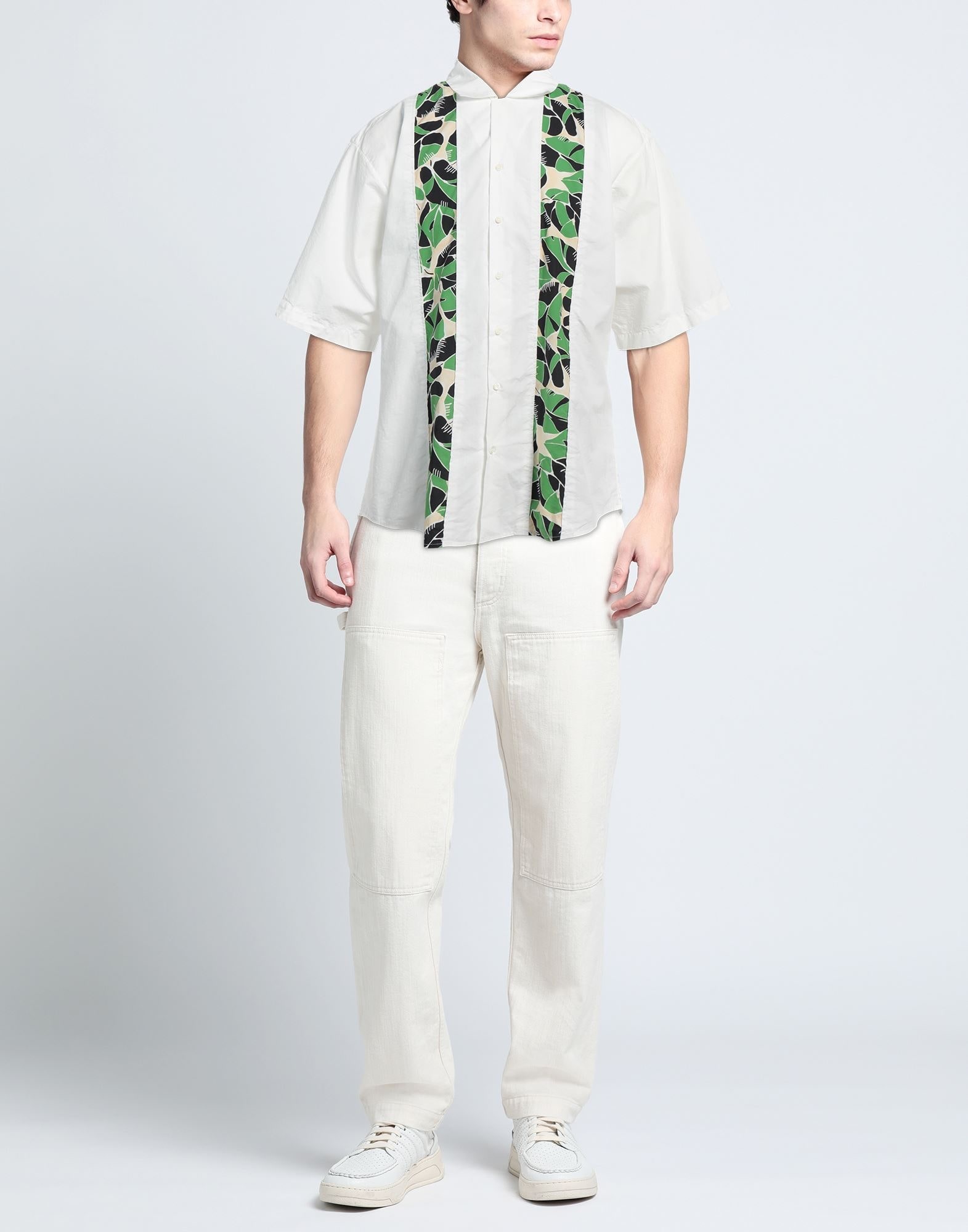 White Men's Patterned Shirt - 2