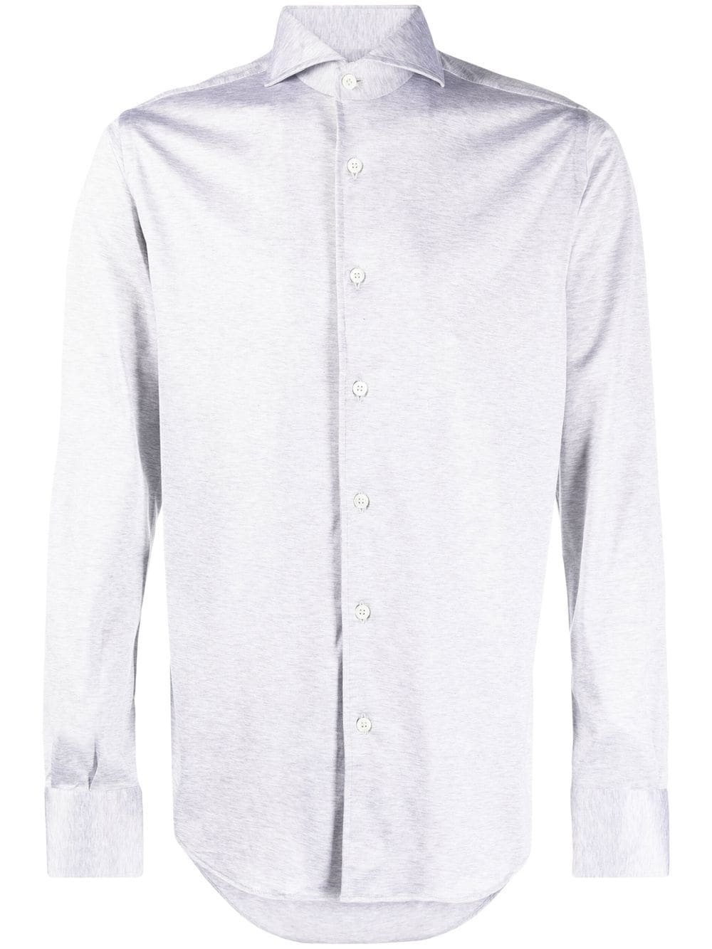 spread-collar cotton-mélange shirt - 1