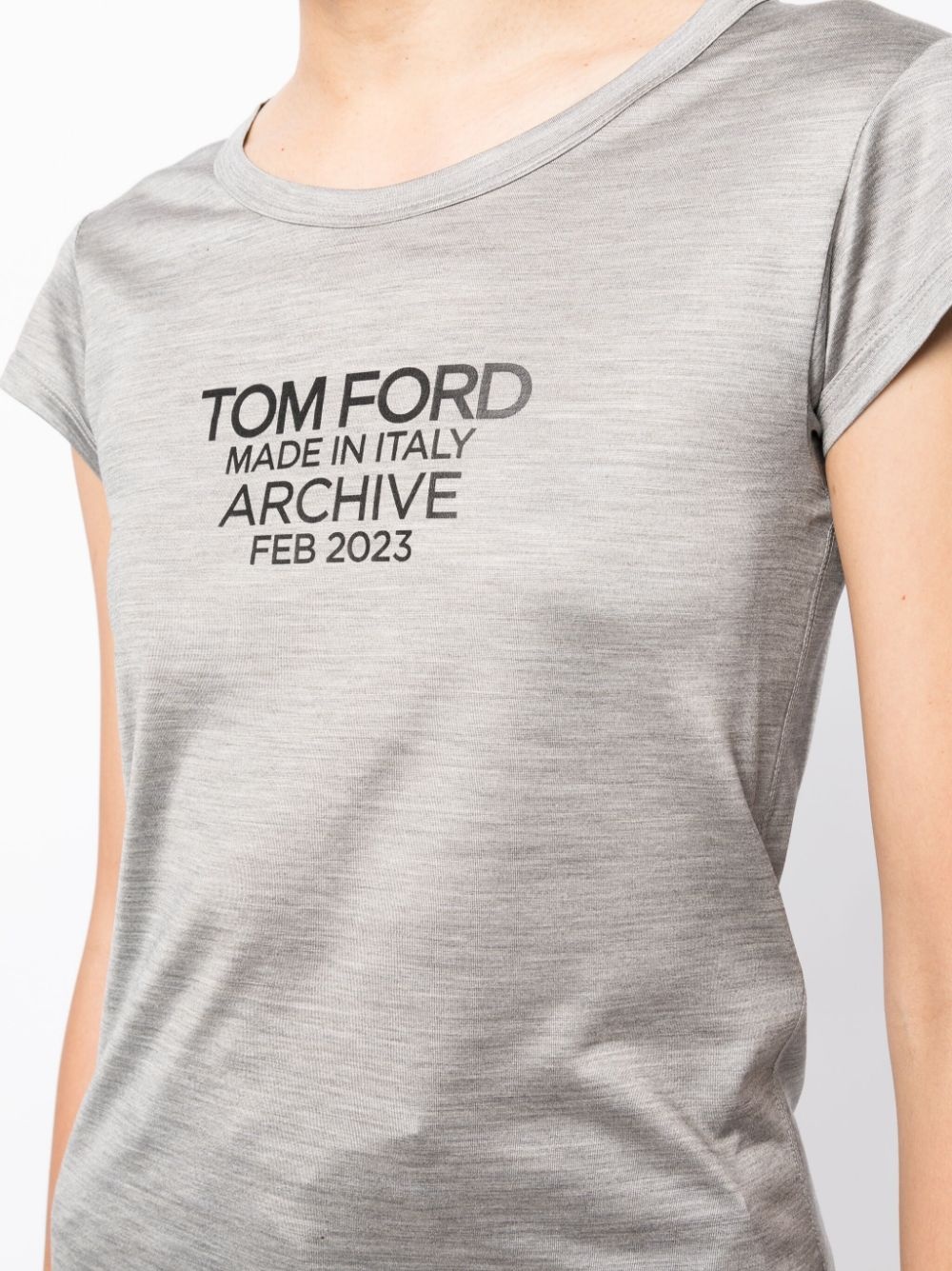 logo-print silk T-shirt - 5