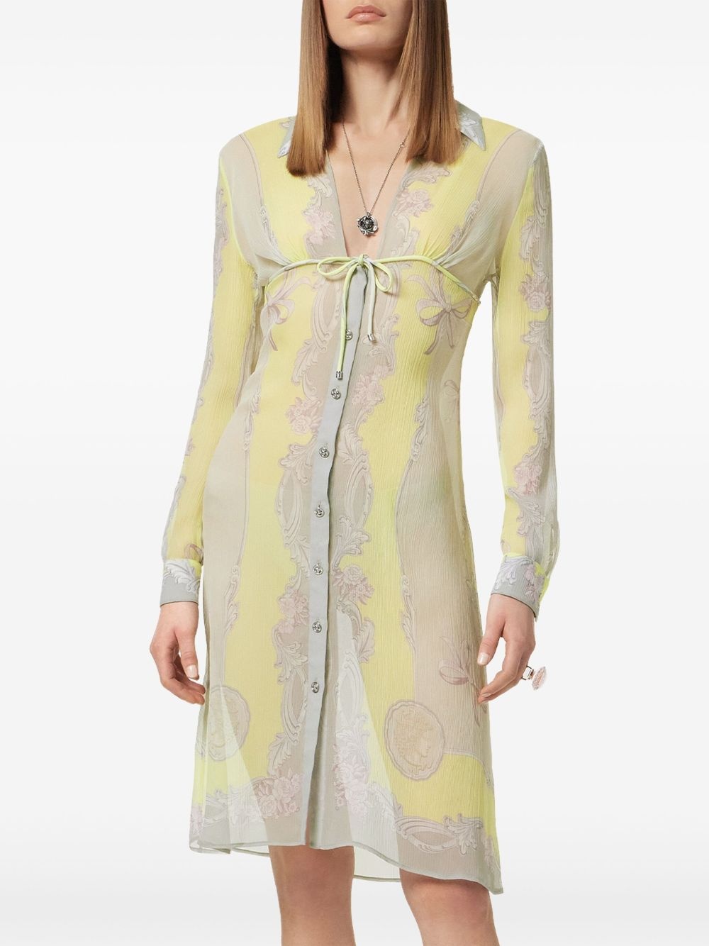 Cameo silk midi shirt dress - 4