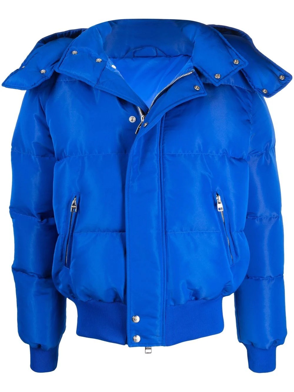 logo-print hooded padded coat - 1