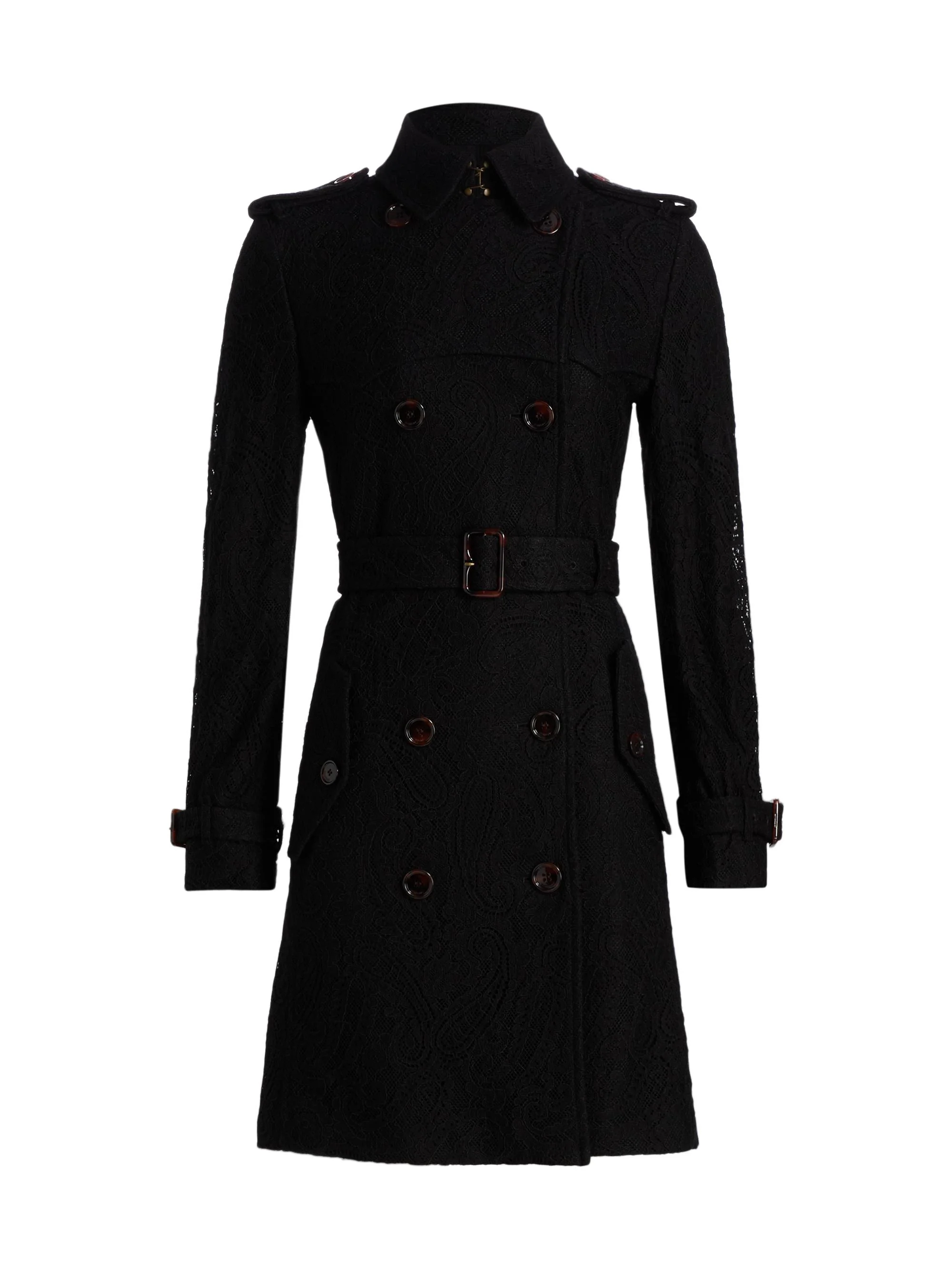 Women's Foxfield Paisley Lace Trench Coat - Black - 1