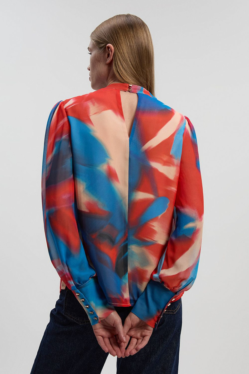 Georgette Draped Blur Print Woven Blouse 5