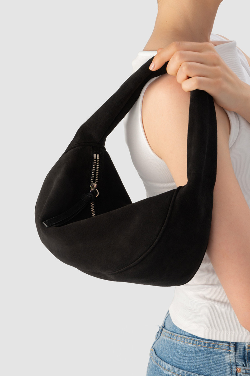 Cush Black Suede Leather Shoulder Bag 3