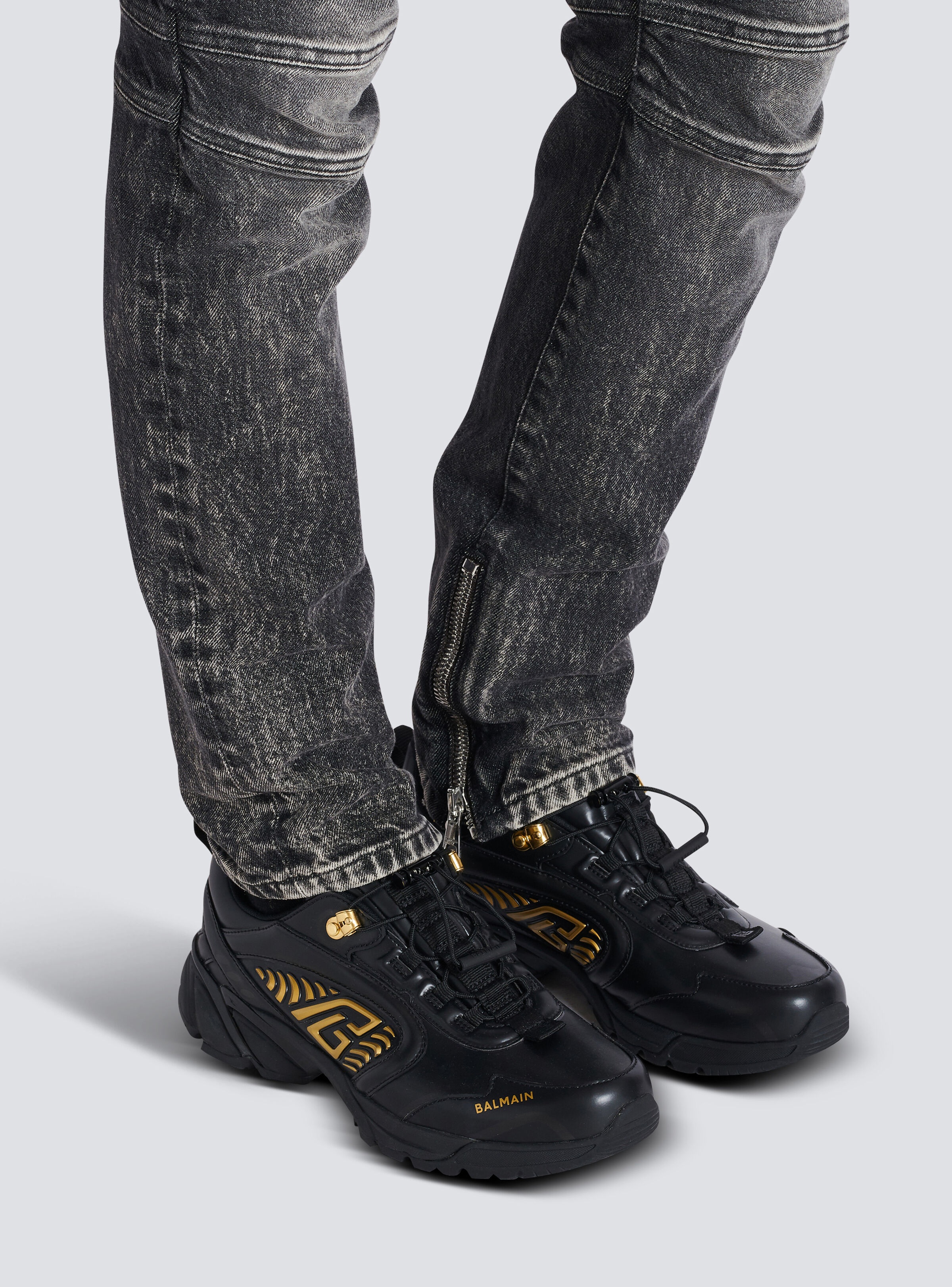 Cosmic Dust glazed leather trainers - 9
