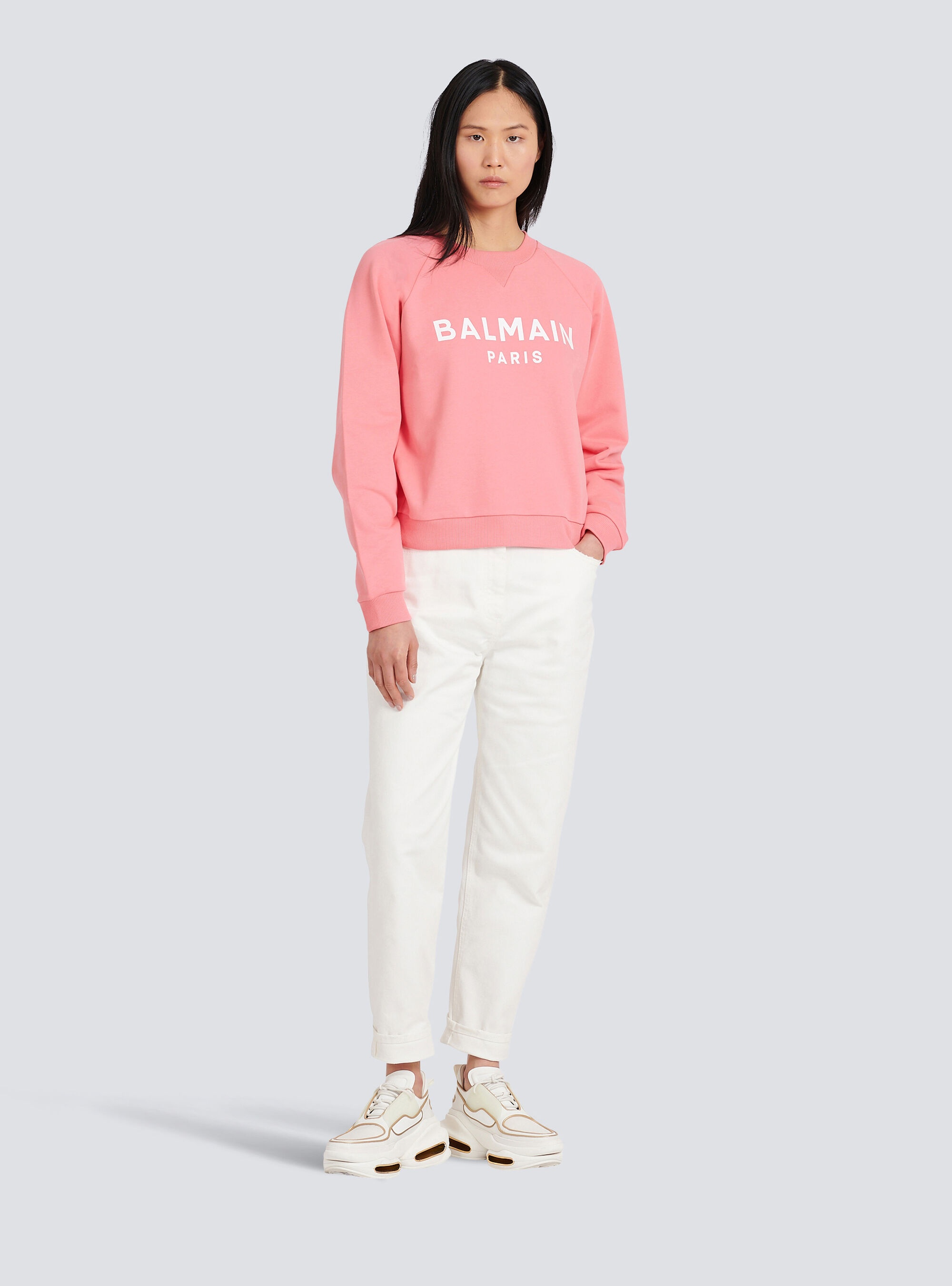 Eco-designed cotton sweatshirt with Balmain logo print - 2
