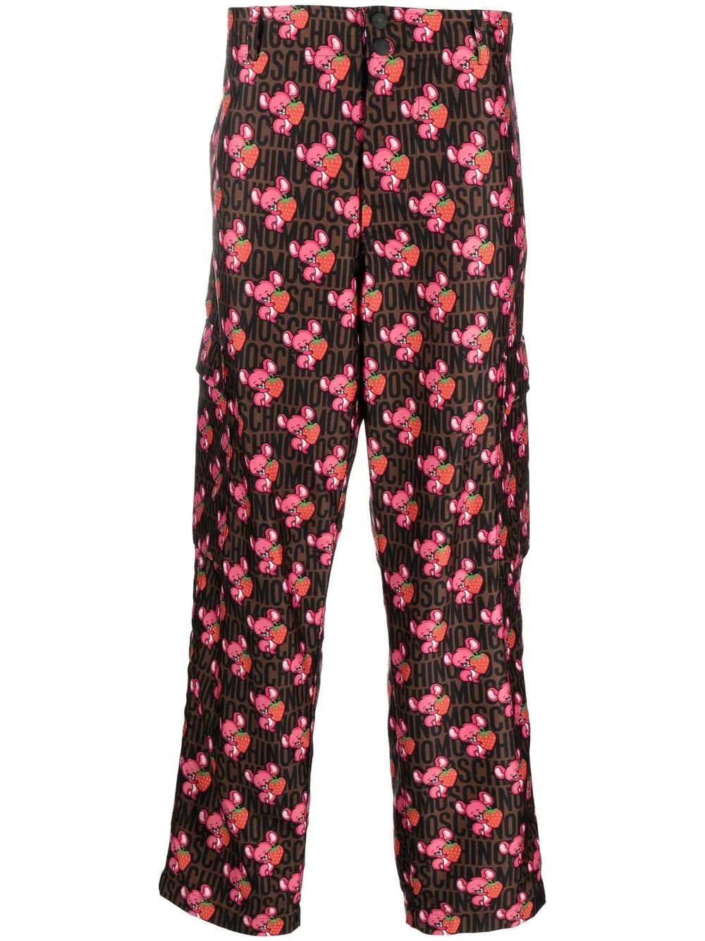 animal print cargo trousers - 1