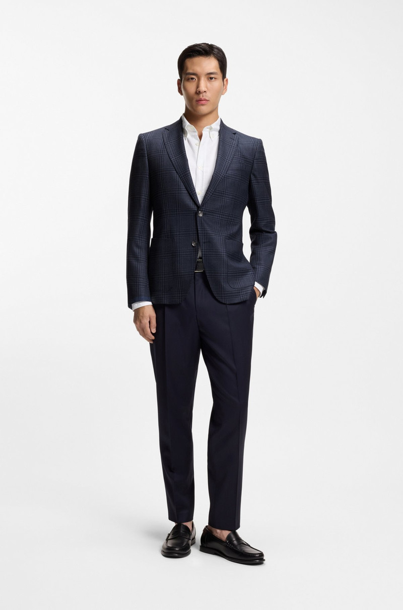 BOSS CHECKED SLIM-FIT JACKET IN VIRGIN WOOL outlook