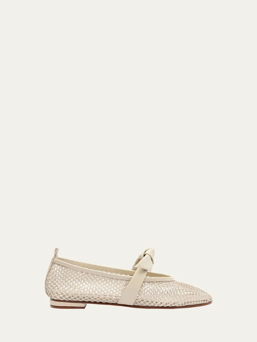 Clarita Bow Fishnet Ballerina Flats - 1